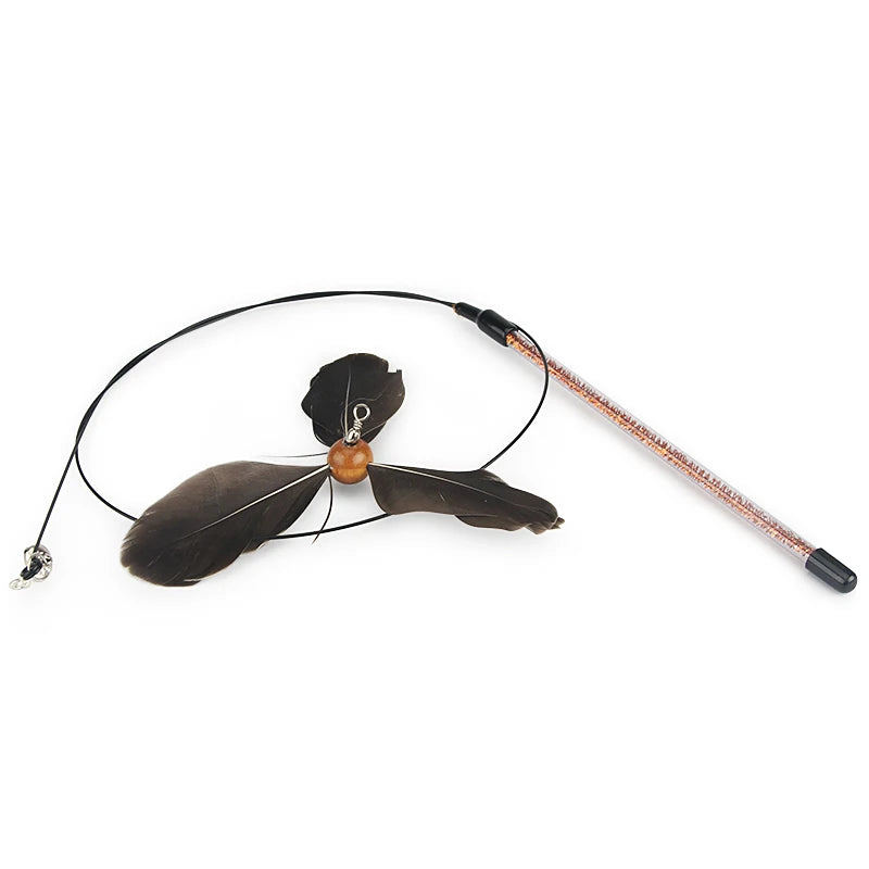 Feather Cat Toy Pet Toy Funny Cat Stick Rotating Feather Cat Teaser