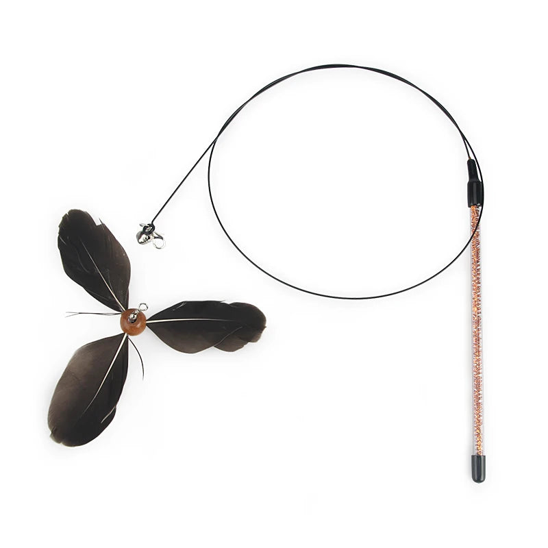 Feather Cat Toy Pet Toy Funny Cat Stick Rotating Feather Cat Teaser