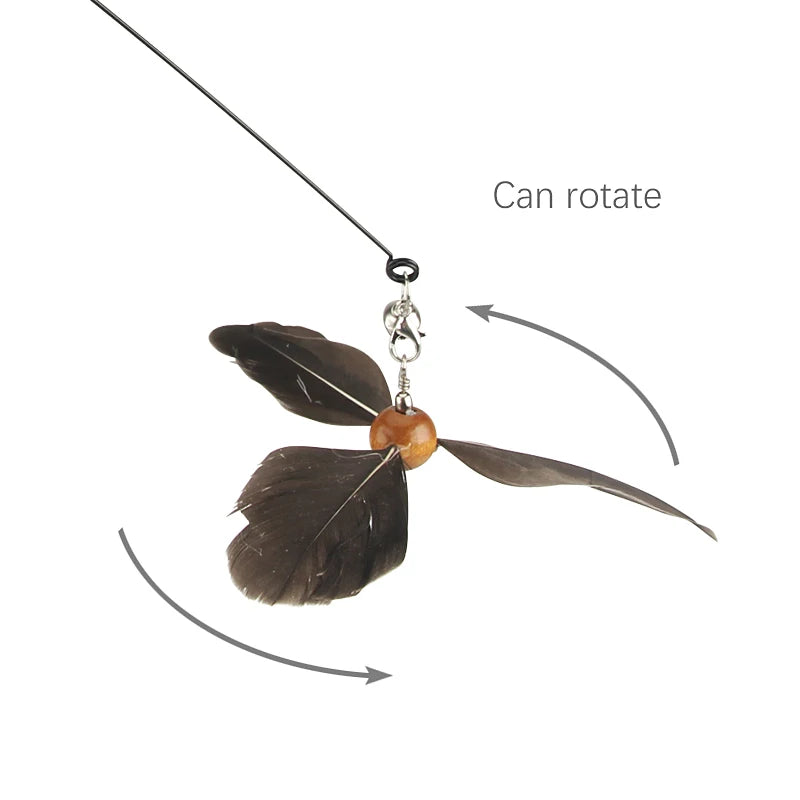 Feather Cat Toy Pet Toy Funny Cat Stick Rotating Feather Cat Teaser