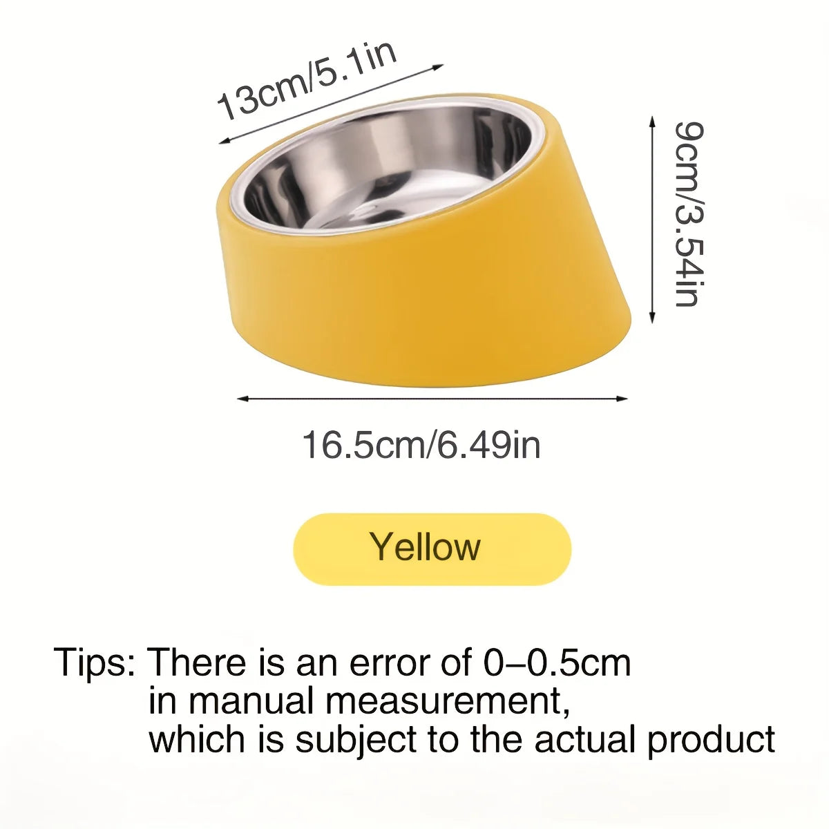 Pet Bowl Tilted Feeding Bowl Tilted Mouth Elevated Dog Bowl with Bowl Rack Made of Stainless Steel, Durable and Detachable