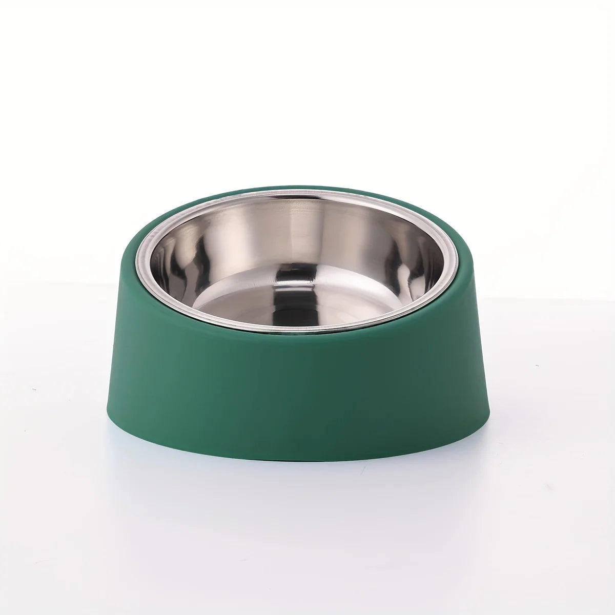 Pet Bowl Tilted Feeding Bowl Tilted Mouth Elevated Dog Bowl with Bowl Rack Made of Stainless Steel, Durable and Detachable
