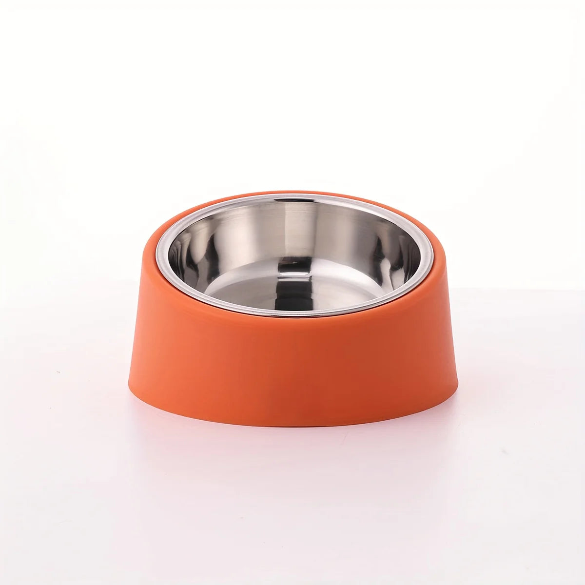 Pet Bowl Tilted Feeding Bowl Tilted Mouth Elevated Dog Bowl with Bowl Rack Made of Stainless Steel, Durable and Detachable