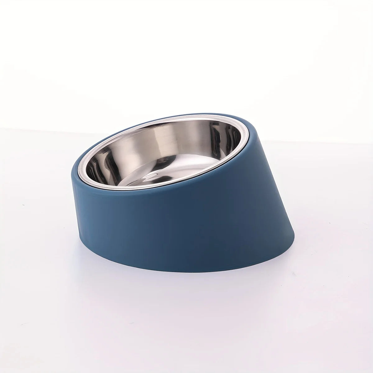 Pet Bowl Tilted Feeding Bowl Tilted Mouth Elevated Dog Bowl with Bowl Rack Made of Stainless Steel, Durable and Detachable