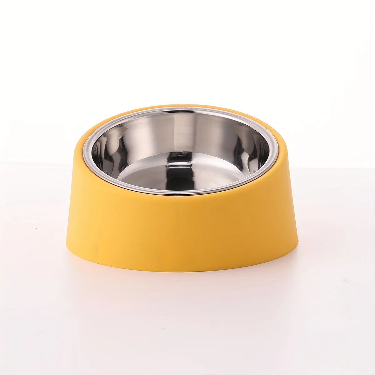 Pet Bowl Tilted Feeding Bowl Tilted Mouth Elevated Dog Bowl with Bowl Rack Made of Stainless Steel, Durable and Detachable
